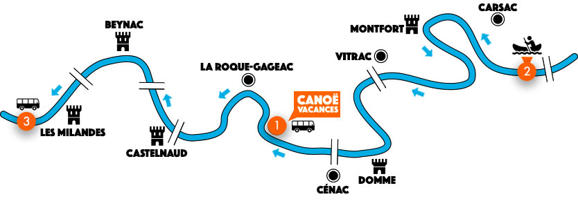 Canoës Vacances La Roque Gageac Louer un canoë ou un kayak pour découvrir la rivière Dordogne et ses châteaux